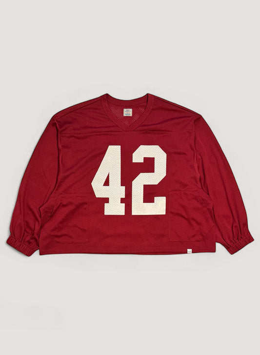 WOODBLOCK 42 MESH FOOTBALL LS SHIRT BURGUNDY/WHITE (WB-25AW-002)