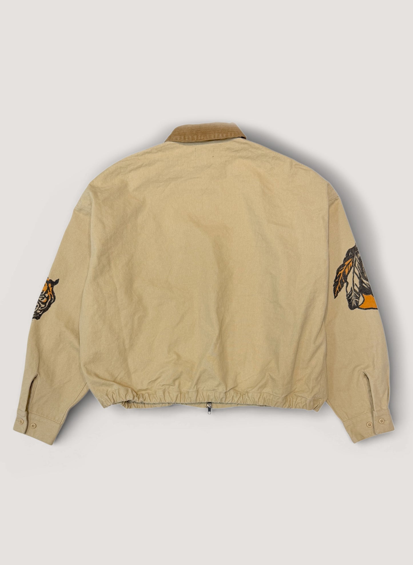 WOODBLOCK CUSTOMIZED STAMP&PAINT WIDE SLEEVE DUCK JACKET BEIGE (WB-26SS-004)