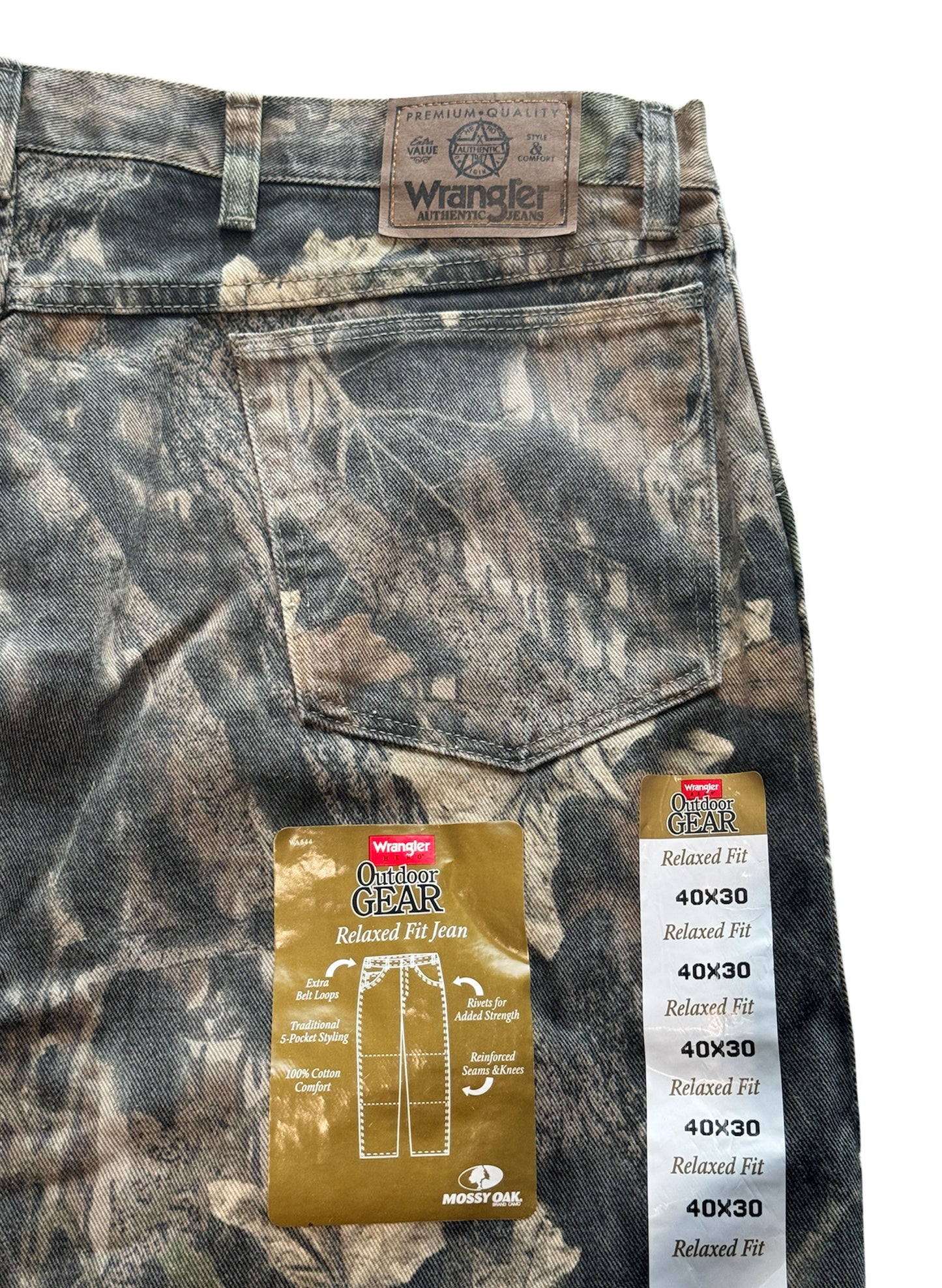 (SUP-413) DEADSTOCK Wrangler REAL TREE CAMO DOUBLE KNEE PANTS - MADE IN U.S.A. (w40)