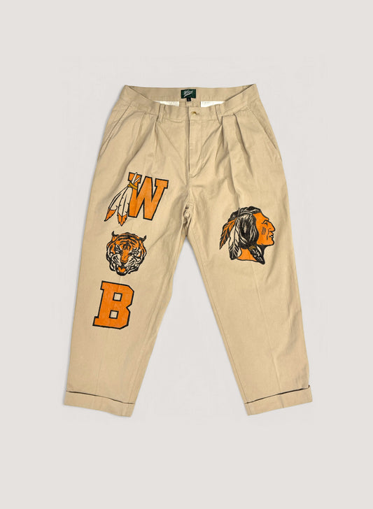 WOODBLOCK STAMP PAINT CUSTOMIZED 2TUCK CHINO TROUSERS (WB-25SS-005)