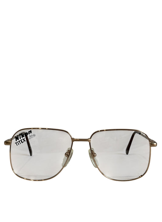 (SUP-415) 90s DEADSTOCK GOLD FRAME GLASSES Nikon TITEX Lite Ti-p
