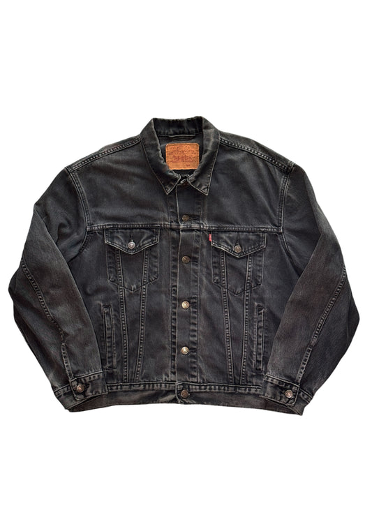 (SUP-326) 90's EURO LEVI'S 70503-02 BLACK DENIM JACKET "BORO" (XL)