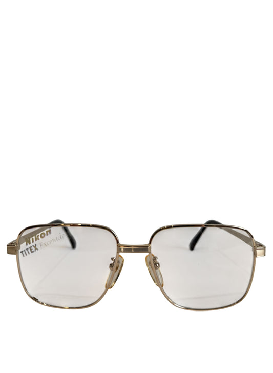 (SUP-414) 90s VINTAGE GOLD FRAME GLASSES Nikon TITEX Excerade 1/12 12KGF Ti-C