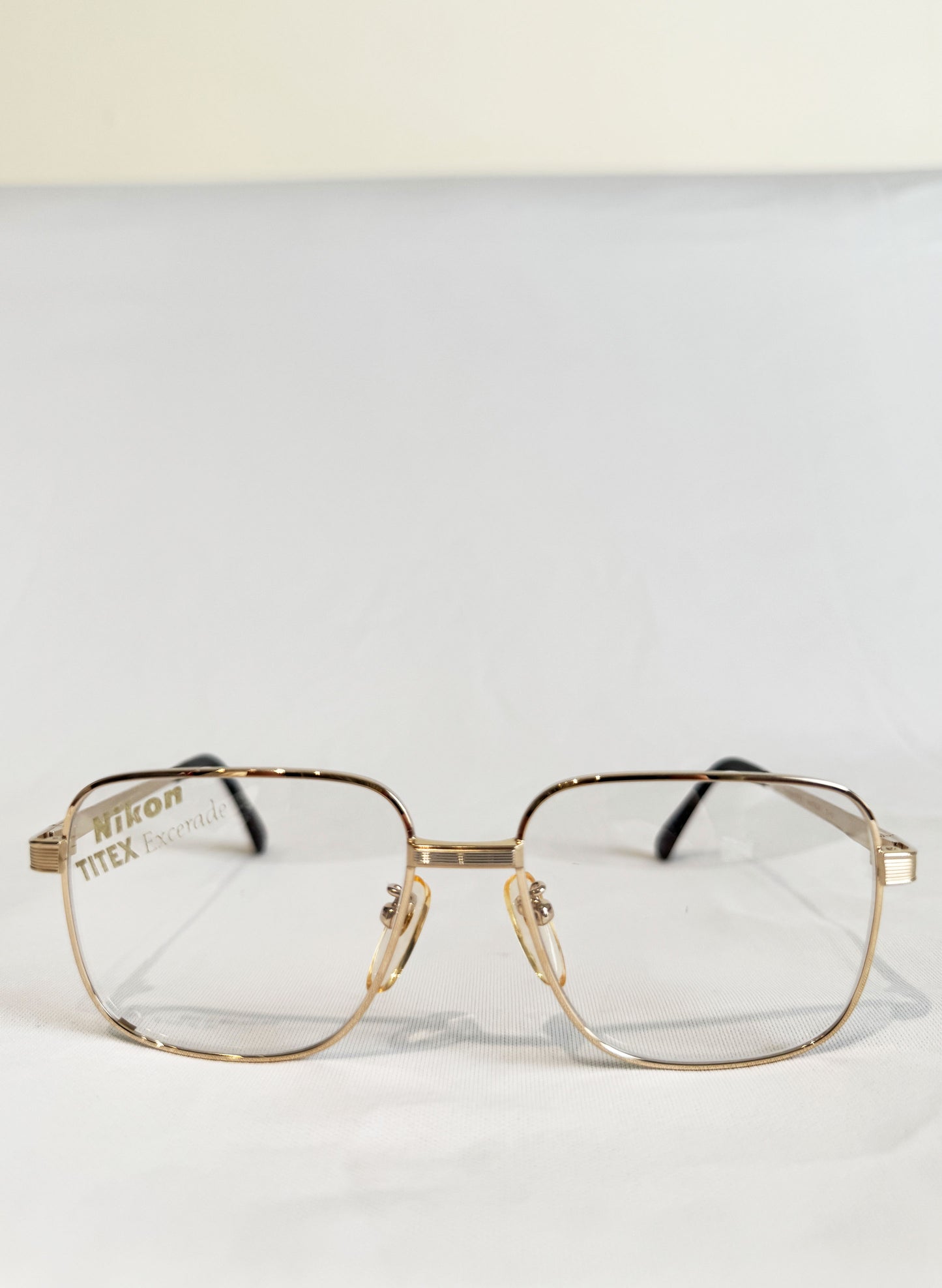 (SUP-414) 90s VINTAGE GOLD FRAME GLASSES Nikon TITEX Excerade 1/12 12KGF Ti-C
