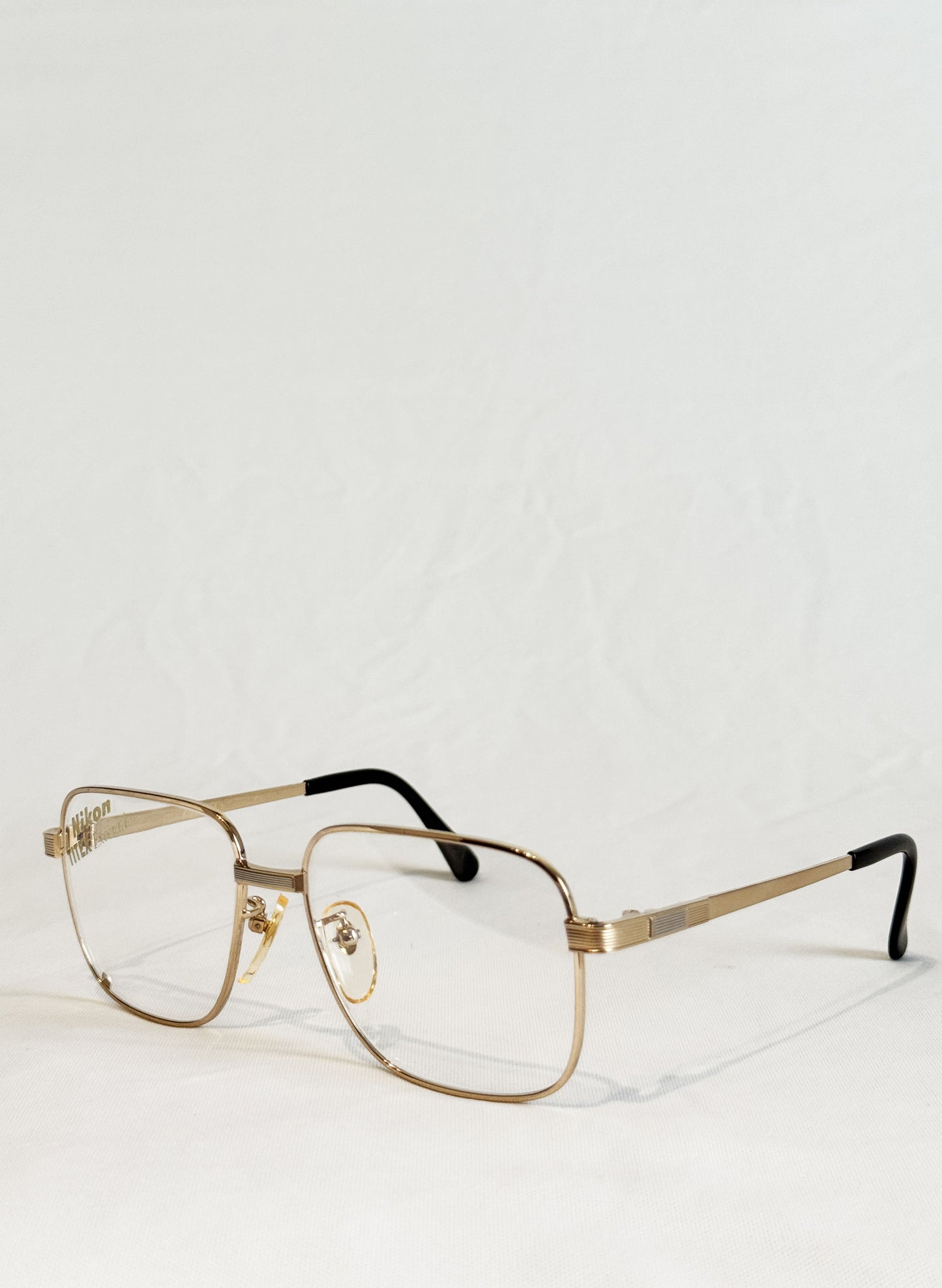 (SUP-414) 90s VINTAGE GOLD FRAME GLASSES Nikon TITEX Excerade 1/12 12KGF Ti-C