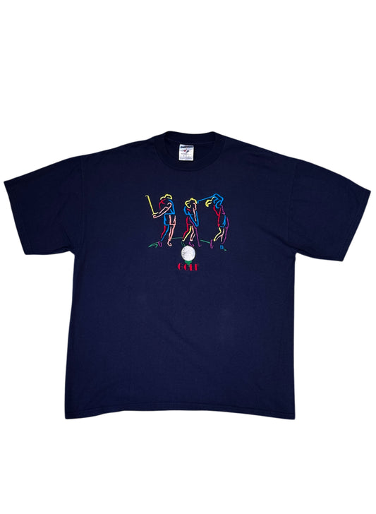 (SUP-615) GOLF SWING S/S TEE - NAVY - XL
