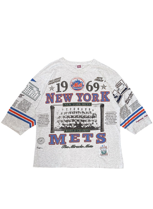 (SUP-807) MLB 1969 NEW YORK METS 3/4 SLEEVE TEE - MADE IN U.S.A. (L)