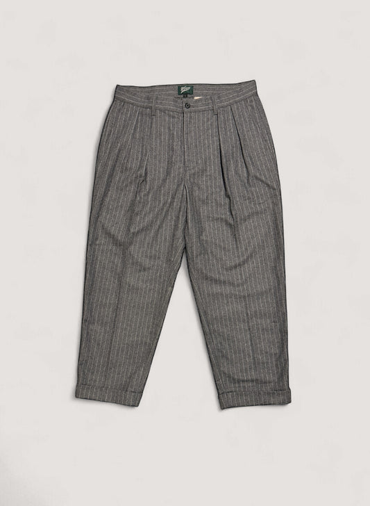 WOODBLOCK 2TUCK STRIPE WOOL TROUSER GREY STRIPE (WB-25AW-009)