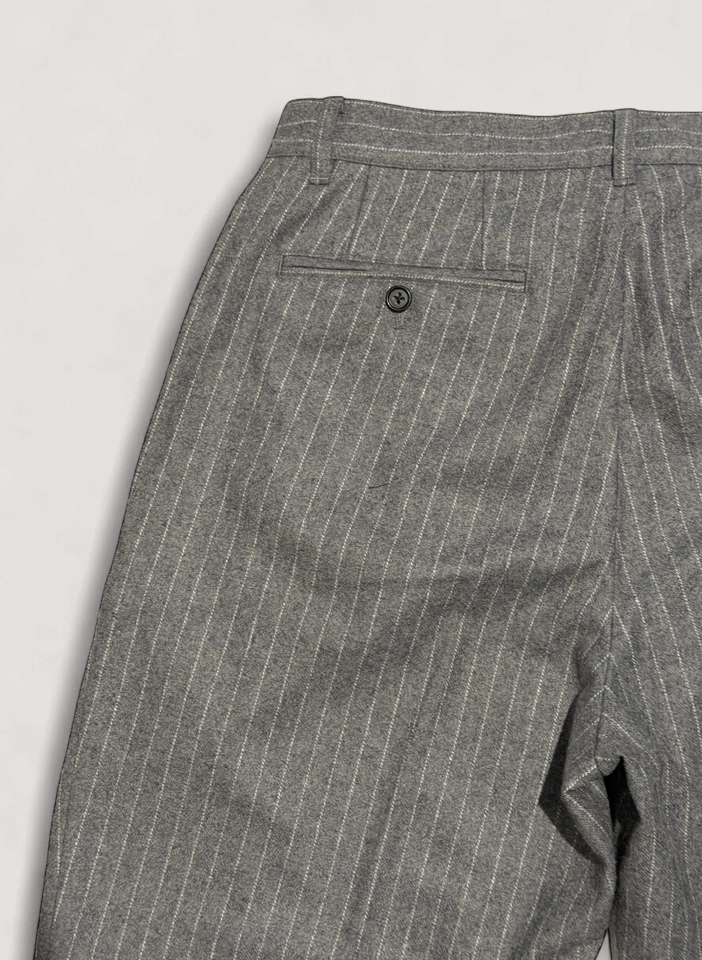 WOODBLOCK 2TUCK STRIPE WOOL TROUSER GREY STRIPE (WB-25AW-009)