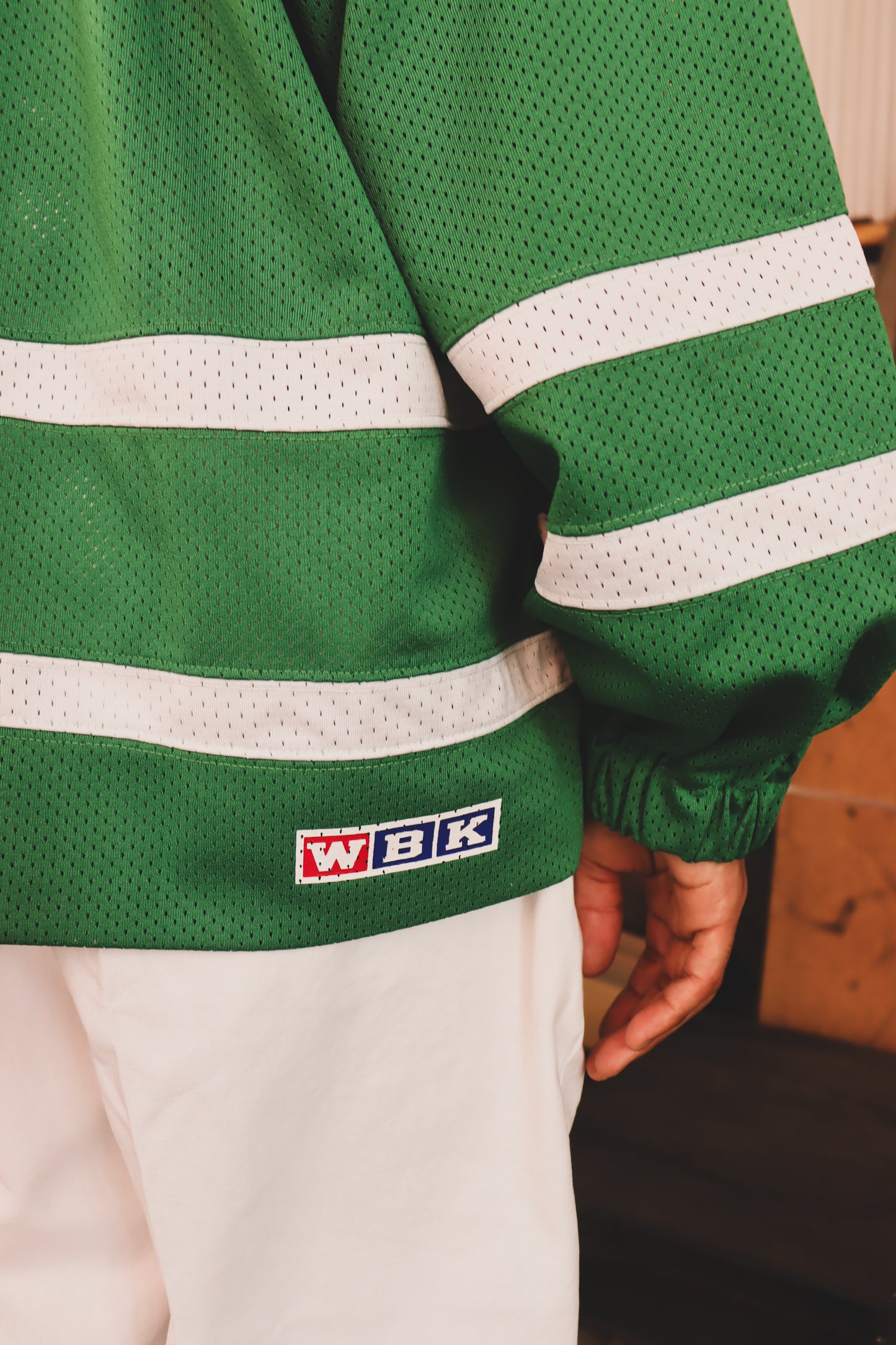 WOODBLOCK LS MESH HOCKEY JERSEY GREEN/WHITE (WB-26AW-001)