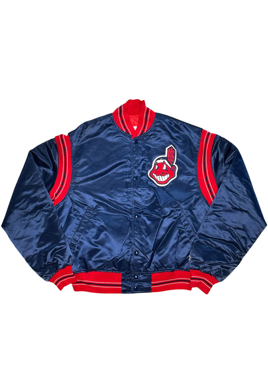 (SUP-534) STARTER MLB INDIANS NYLON STADIUM JACKET - MADE IN U.S.A.