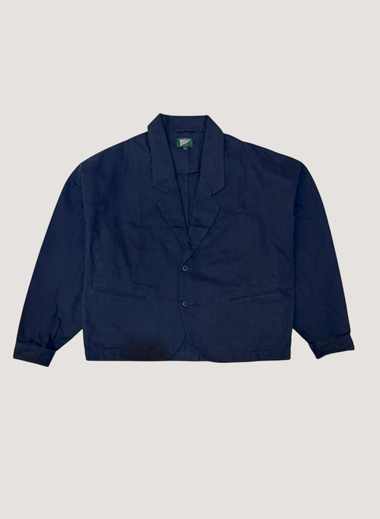 WOODBLOCK HERRINGBONE 2BTN WIDE SLEEVE JACKET NAVY(WB-25AW-004)