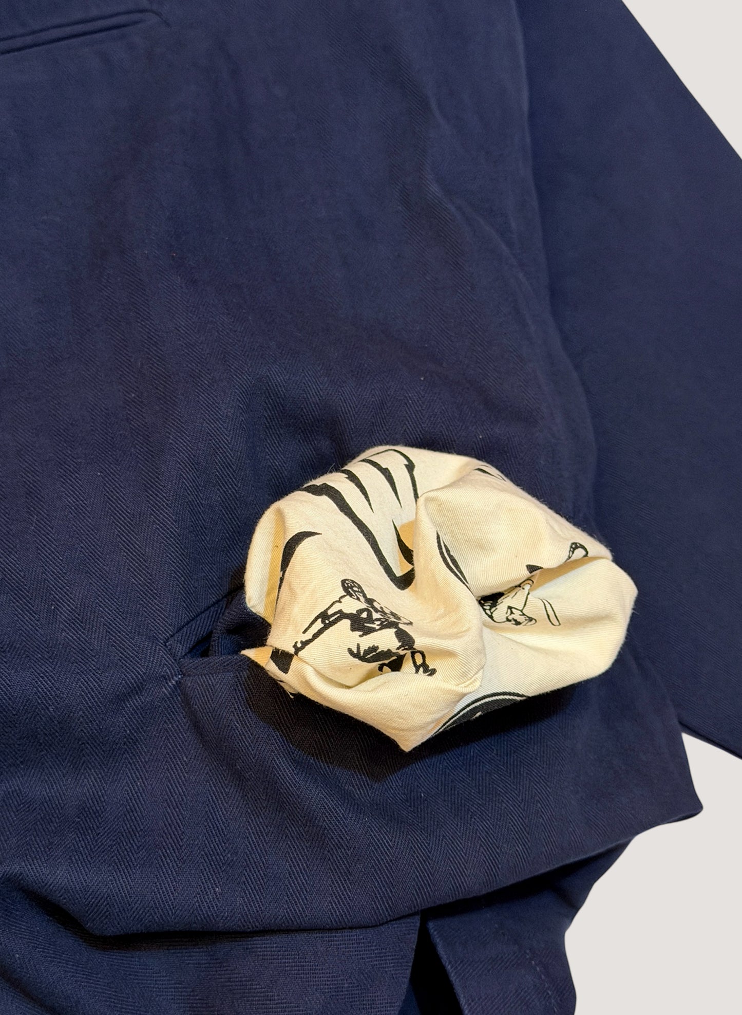 WOODBLOCK HERRINGBONE 2BTN WIDE SLEEVE JACKET NAVY(WB-25AW-004)