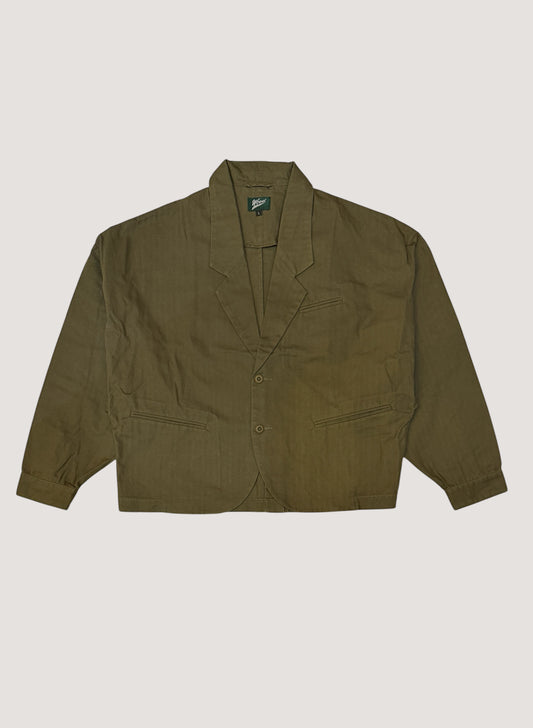 WOODBLOCK HERRINGBONE 2BTN WIDE SLEEVE JACKET OLIVE(WB-25AW-004)