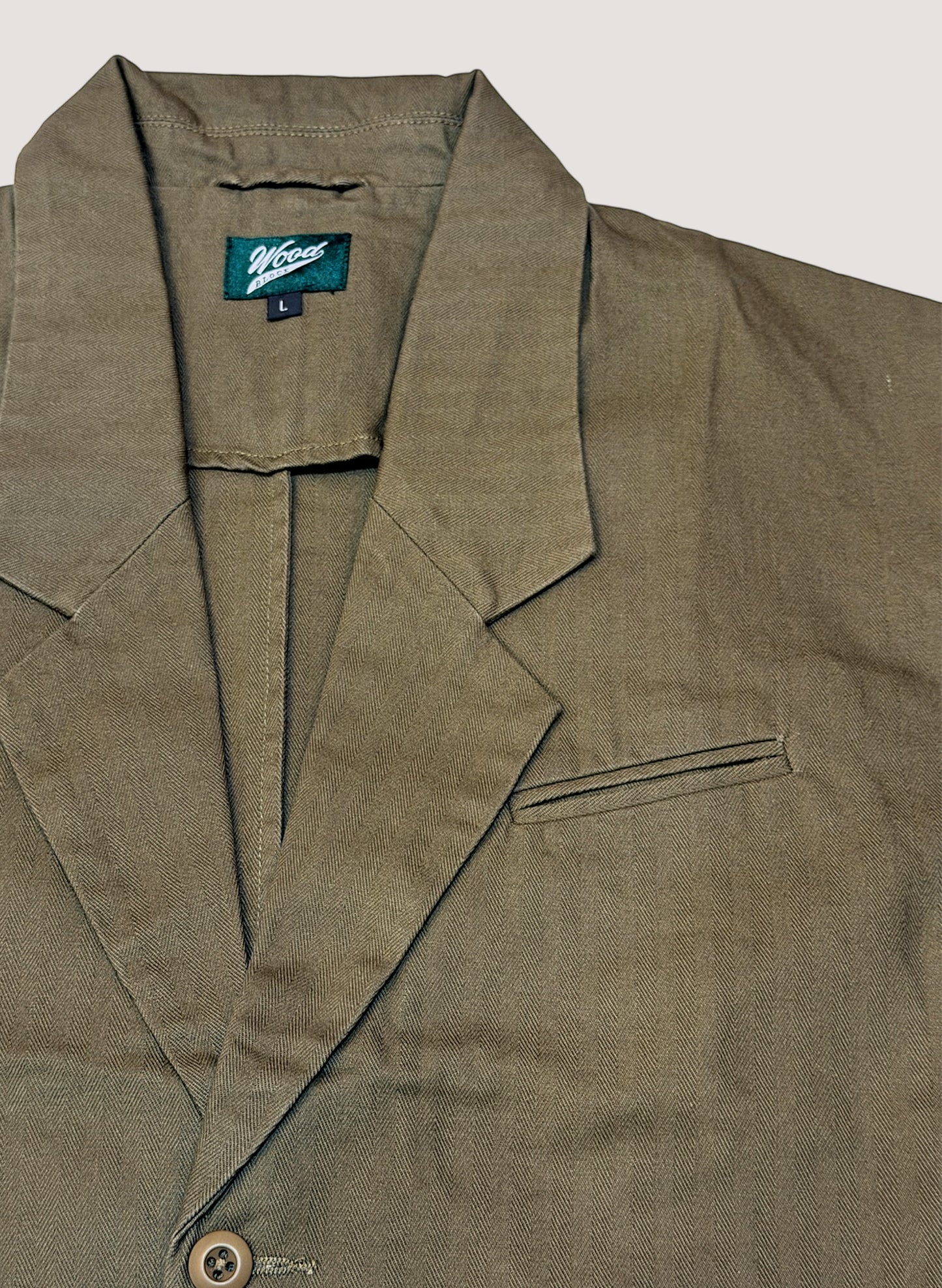 WOODBLOCK HERRINGBONE 2BTN WIDE SLEEVE JACKET OLIVE(WB-25AW-004)