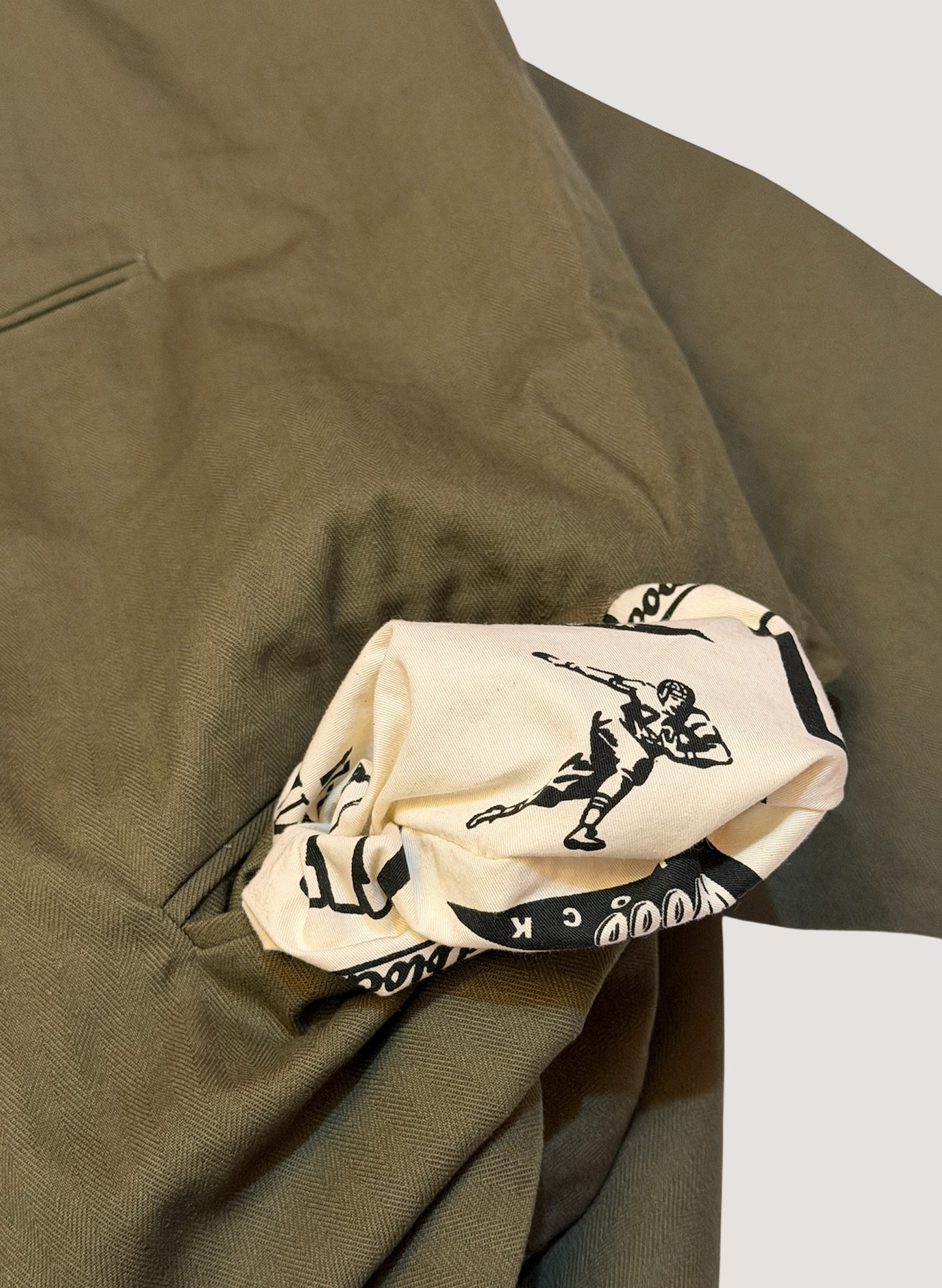 WOODBLOCK HERRINGBONE 2BTN WIDE SLEEVE JACKET OLIVE(WB-25AW-004)