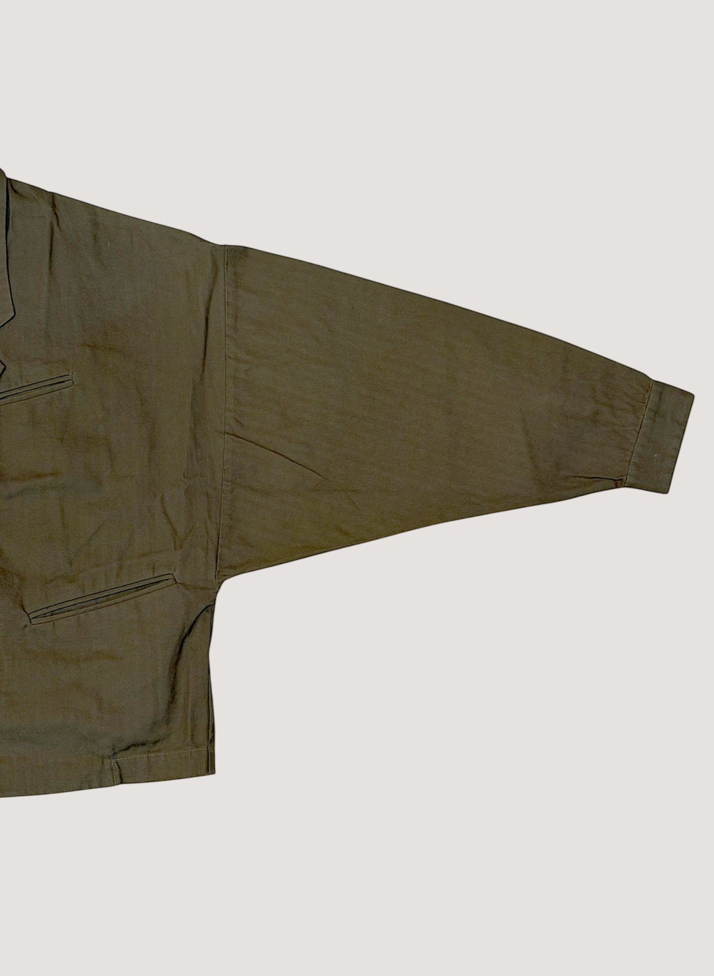 WOODBLOCK HERRINGBONE 2BTN WIDE SLEEVE JACKET OLIVE(WB-25AW-004)