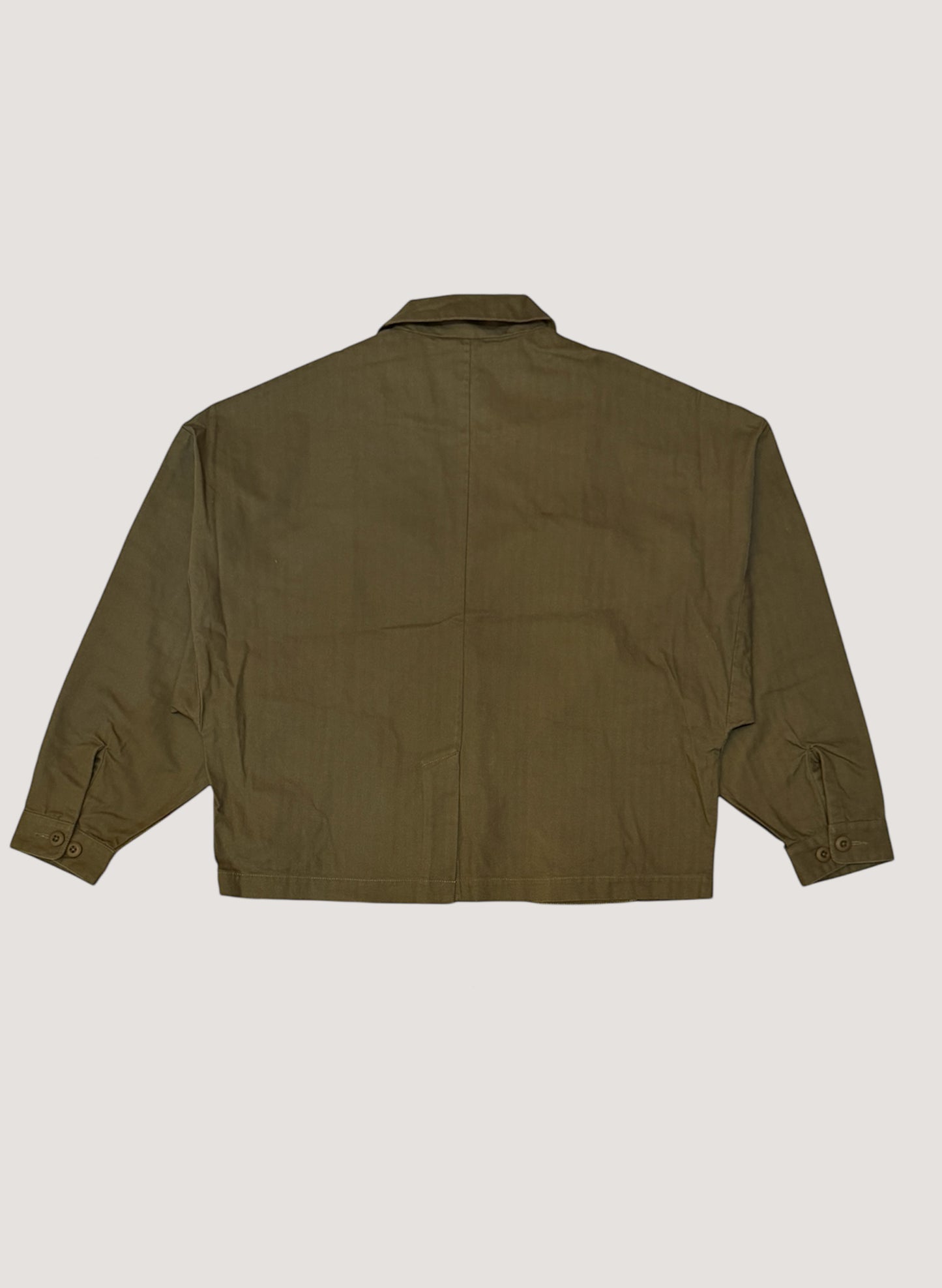 WOODBLOCK HERRINGBONE 2BTN WIDE SLEEVE JACKET OLIVE(WB-25AW-004)