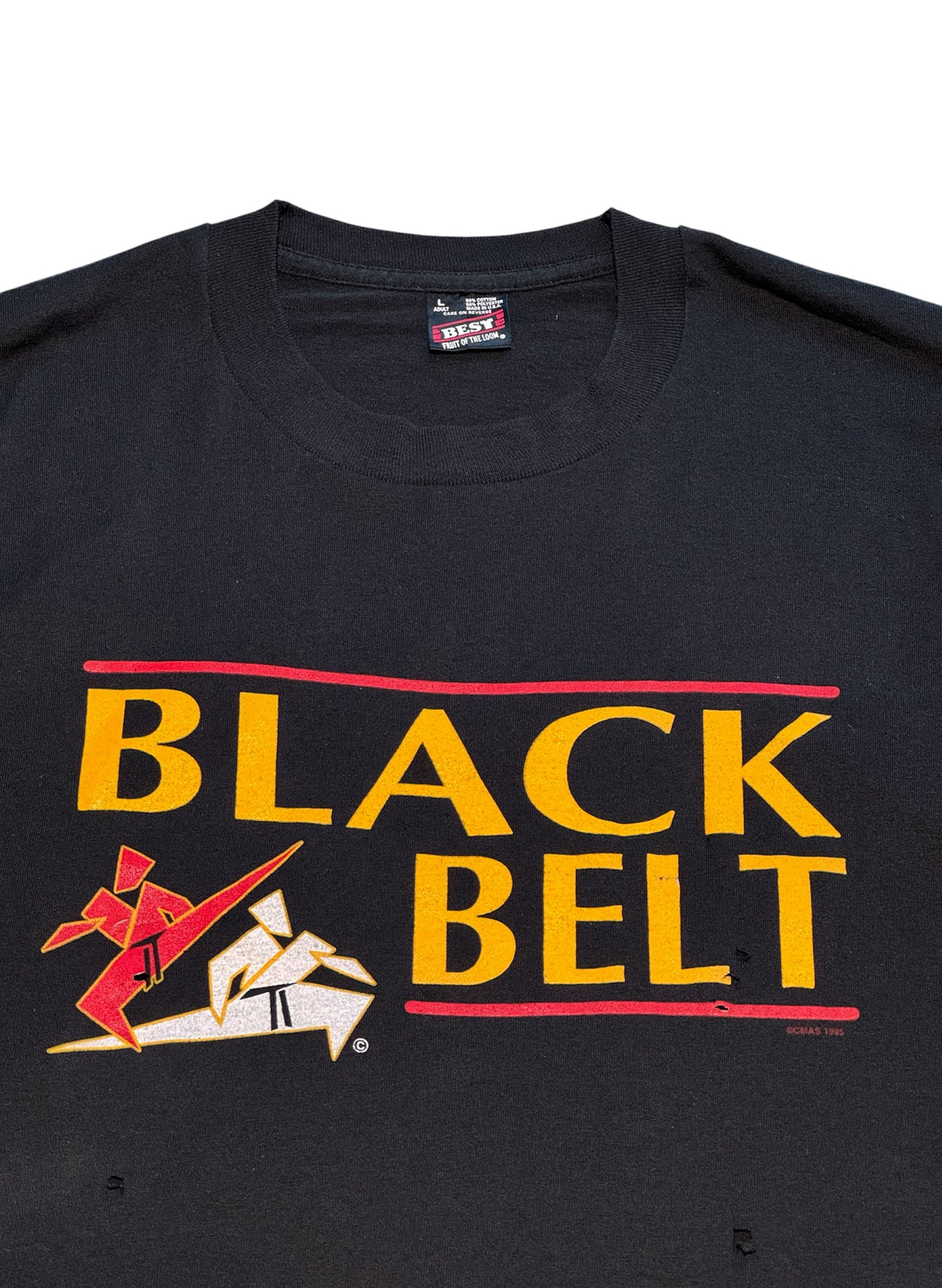 (SUP-398) 90's KARATE BLACK BELT TEE - MADE IN U.S.A. (L)