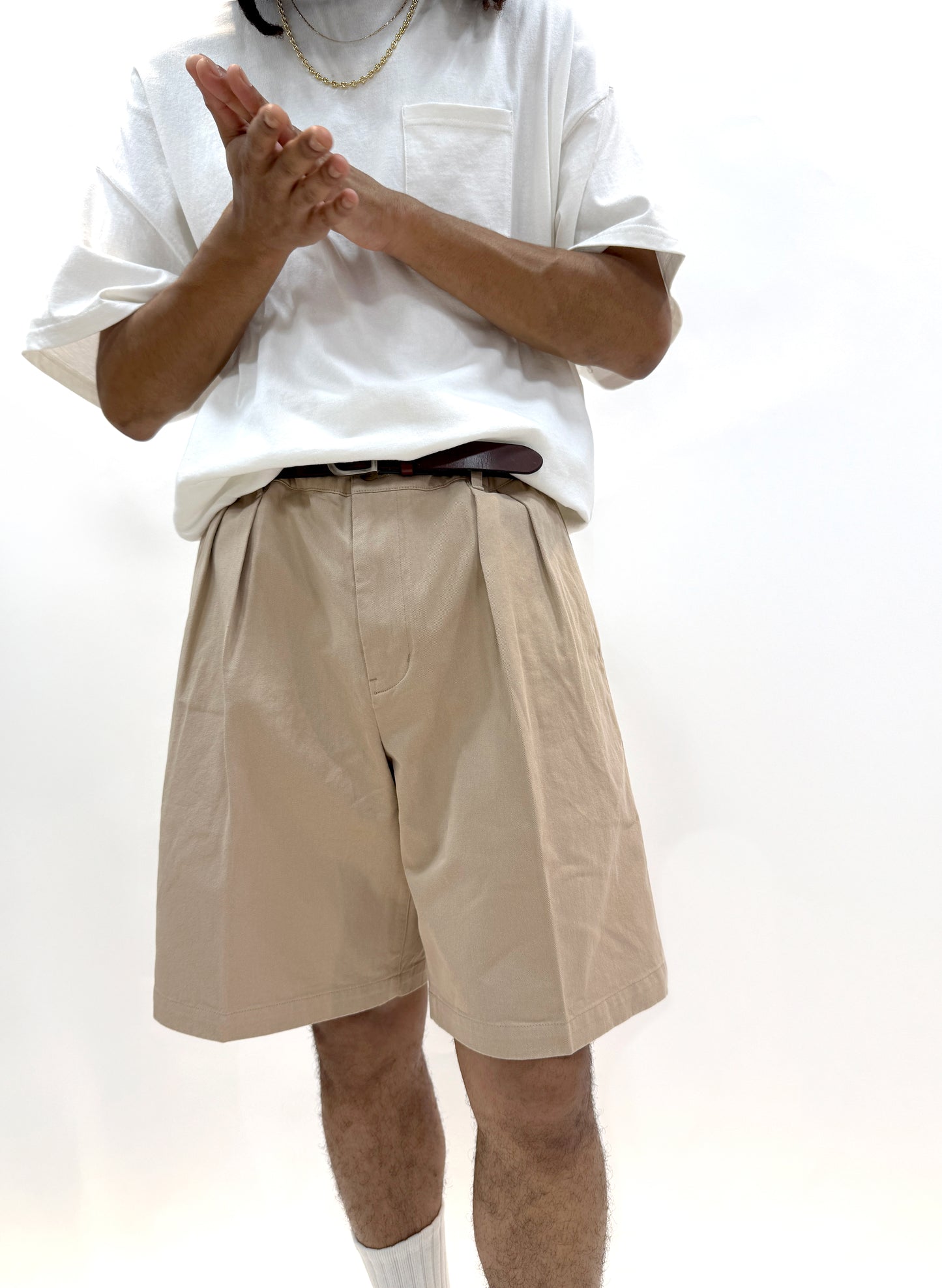 WOODBLOCK 2TUCK CHINO SHORT PANT KHAKI (WB-25SS-013)