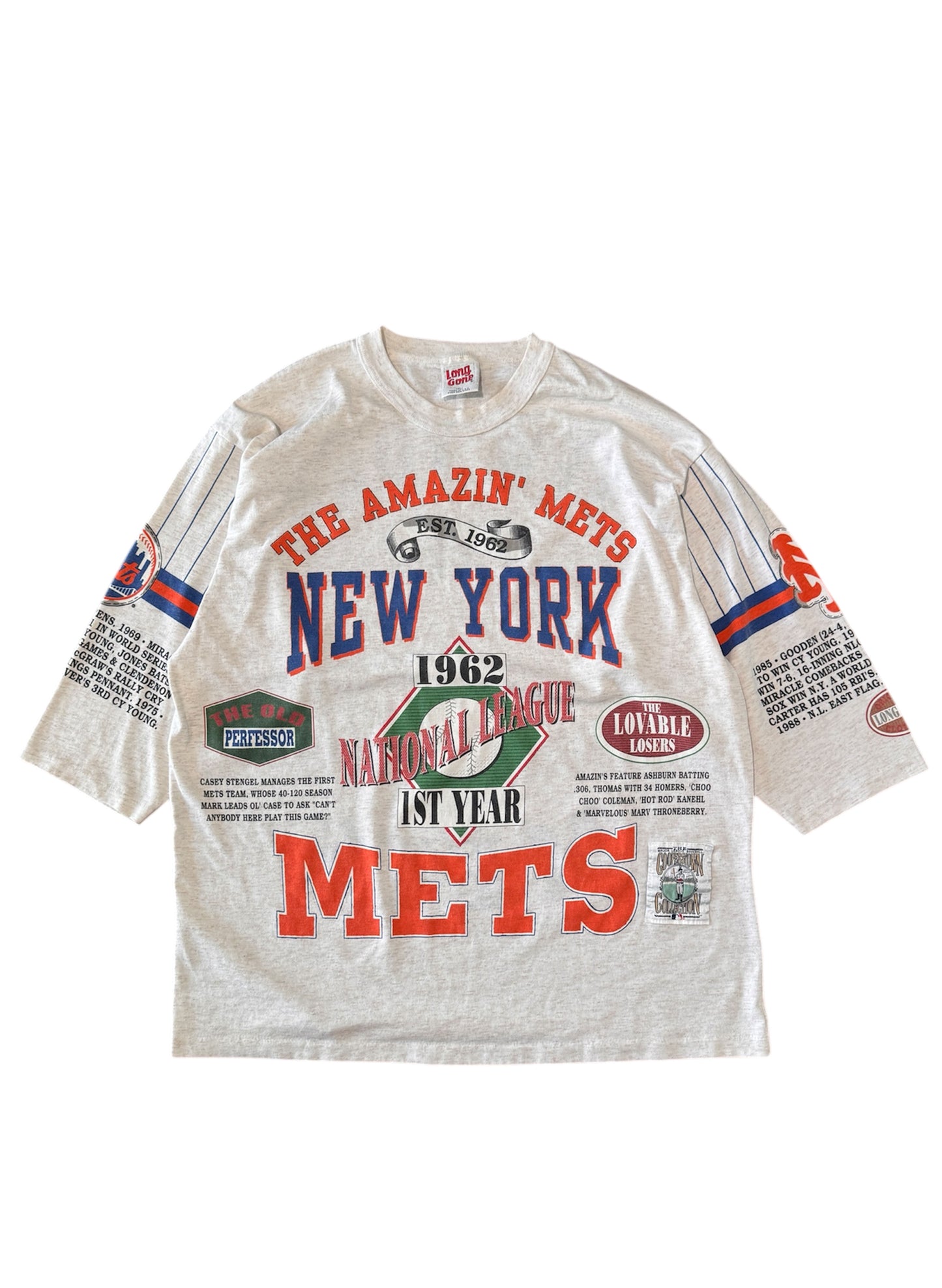 (SUP-287) MLB 1962 NEW YORK METS 3/4 SLEEVE TEE - MADE IN U.S.A. (XL)