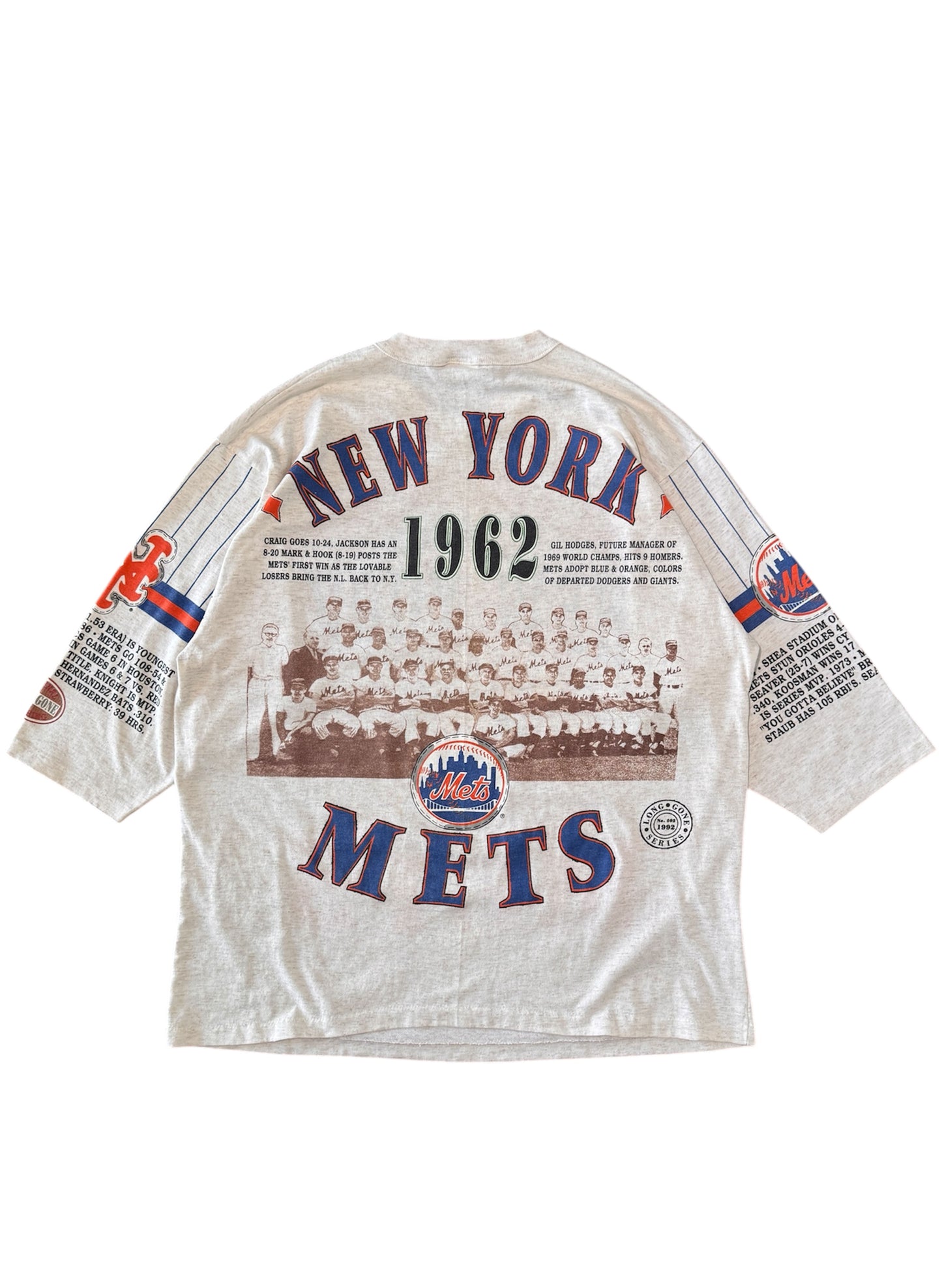(SUP-287) MLB 1962 NEW YORK METS 3/4 SLEEVE TEE - MADE IN U.S.A. (XL)