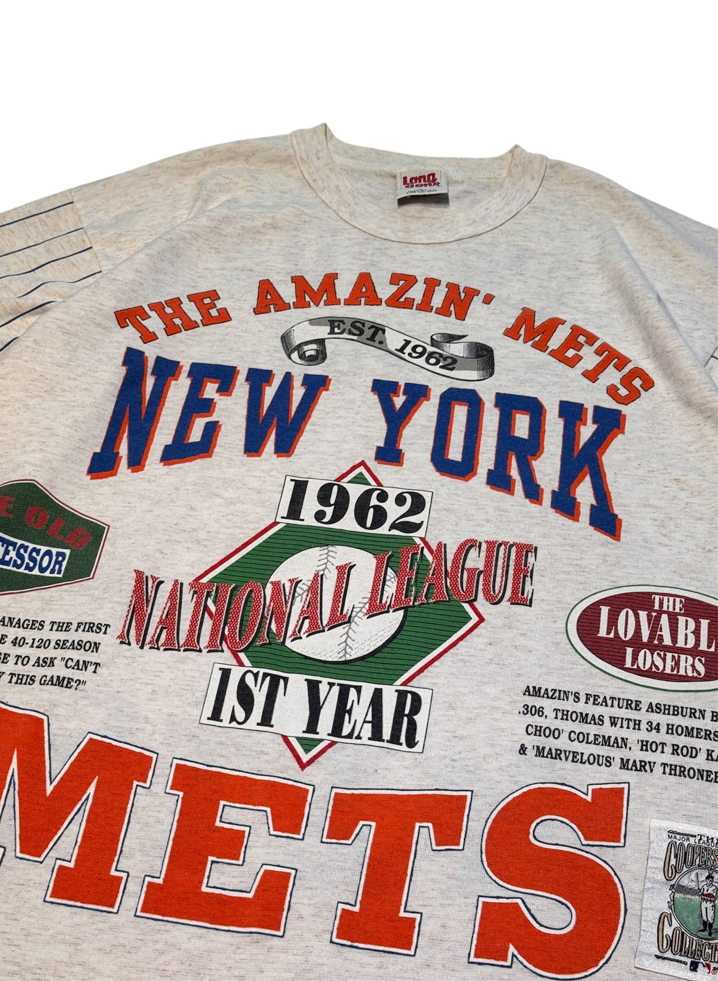 (SUP-287) MLB 1962 NEW YORK METS 3/4 SLEEVE TEE - MADE IN U.S.A. (XL)