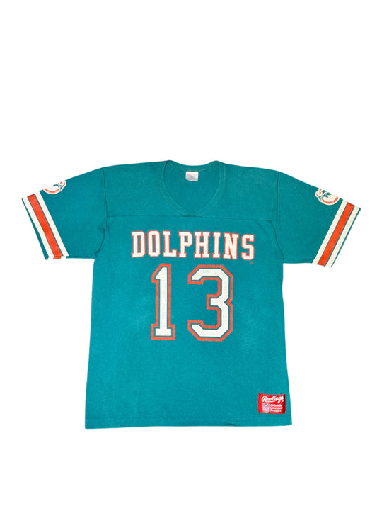 (SUP-352) NFL MIAMI DOLPHINS FOOT BALL T-SHIRTS "Rawlings" - MADE IN U.S.A. (L)