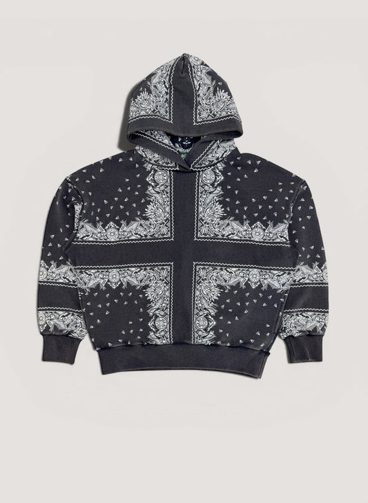 WOODBLOCK BANDANA SWEAT HOODIE NAVY (WB-26SS-001)