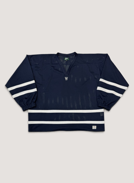 WOODBLOCK LS MESH HOCKEY JERSEY NAVY/WHITE (WB-26AW-001)