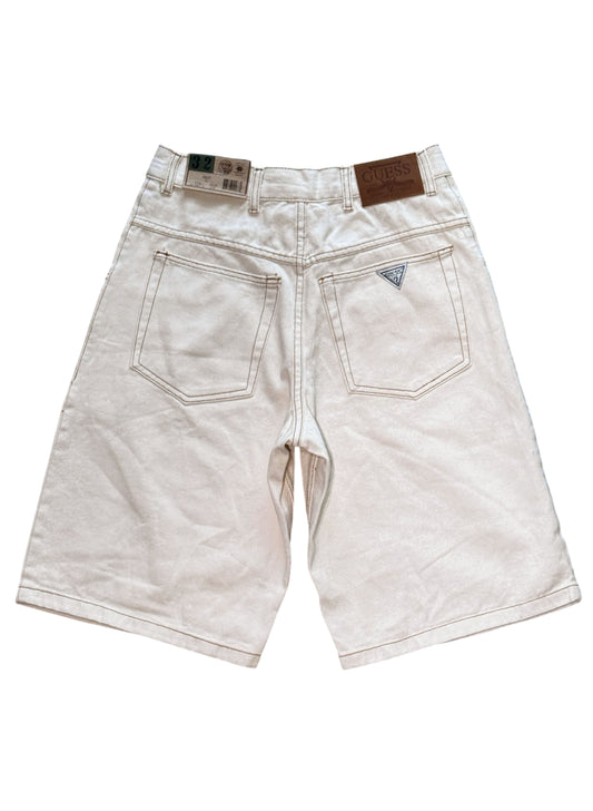 (SUP-722) DEADSTOCK GUESS DENIM JORTS "NATURAL" CAMEL STITCH - MADE IN U.S.A.