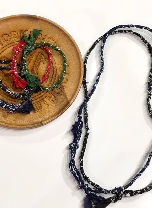 WOODBLOCK BANDANA NECKLACE BLACK & NAVY (WB-25SS-007)