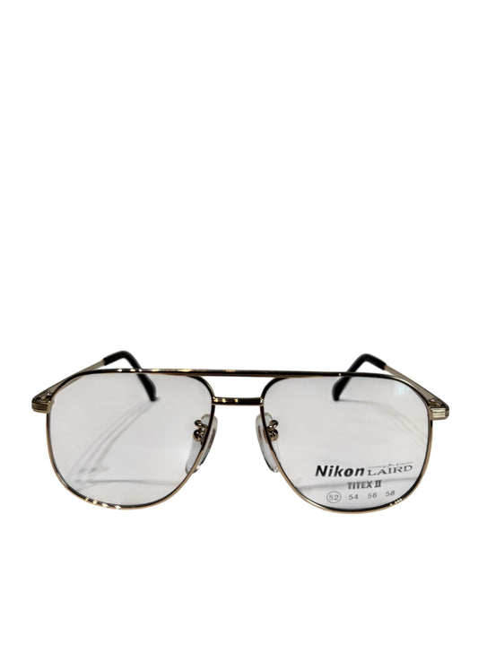 (SUP-344) NIKON DEADSTOCK TWO BRIDGE GOLD FRAME GLASSES - Ti-P