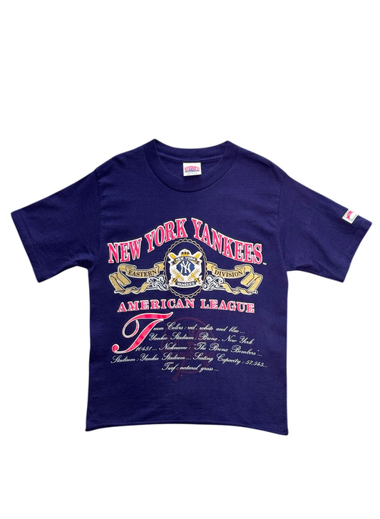 (SUP-623) 90s NUTMEG NEW YORK YANKEES "CUT OFF" TEE - MADE IN U.S.A.