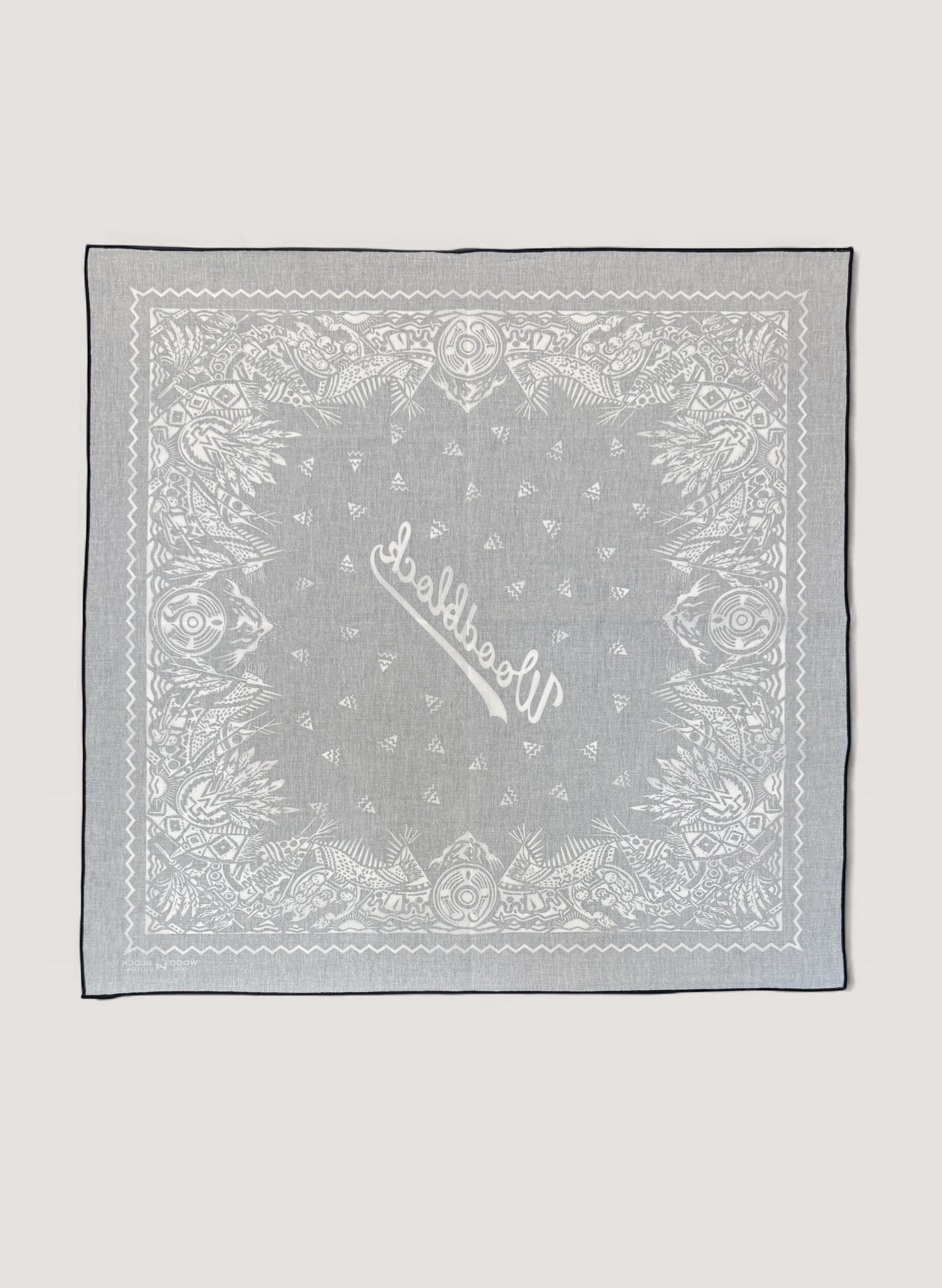 WOODBLOCK BANDANA SCARF NAVY/WHITE( WB-25AW-001)