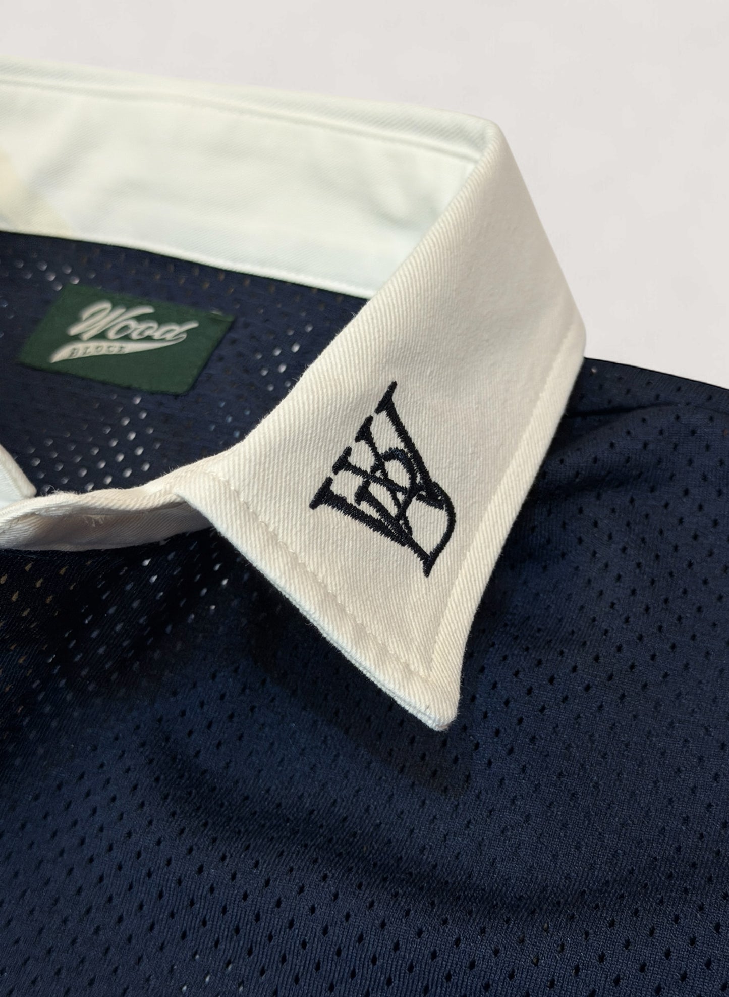 WOODBLOCK LS MESH RUGGER SHIRT NAVY/WHITE (WB-25AW-003)