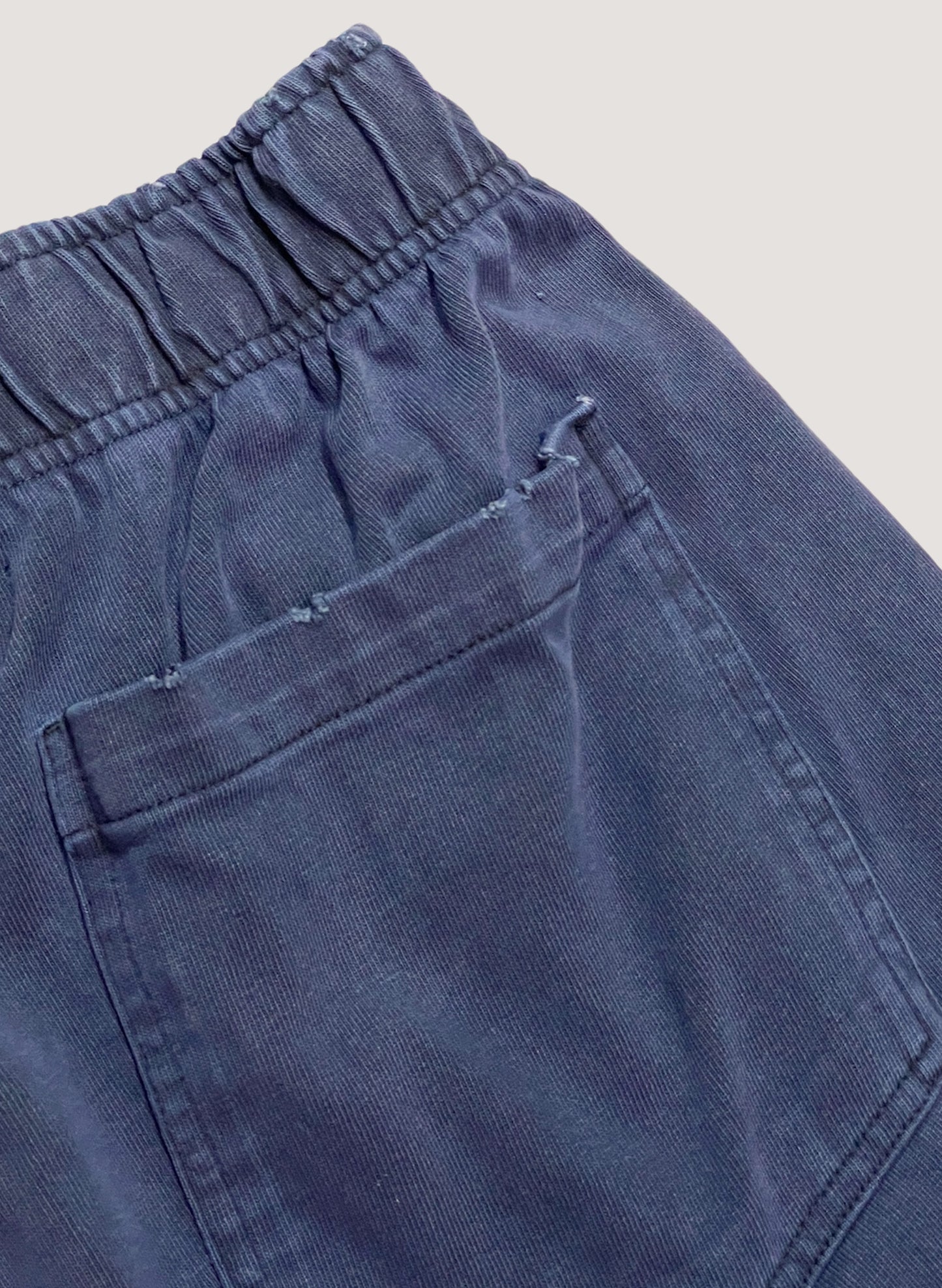 (WB-24SS-059) WOODBLOCK CUSTOMIZED EMBROIDERY & DISTRESSED EFFECT PIGMENT SHORTS NAVY