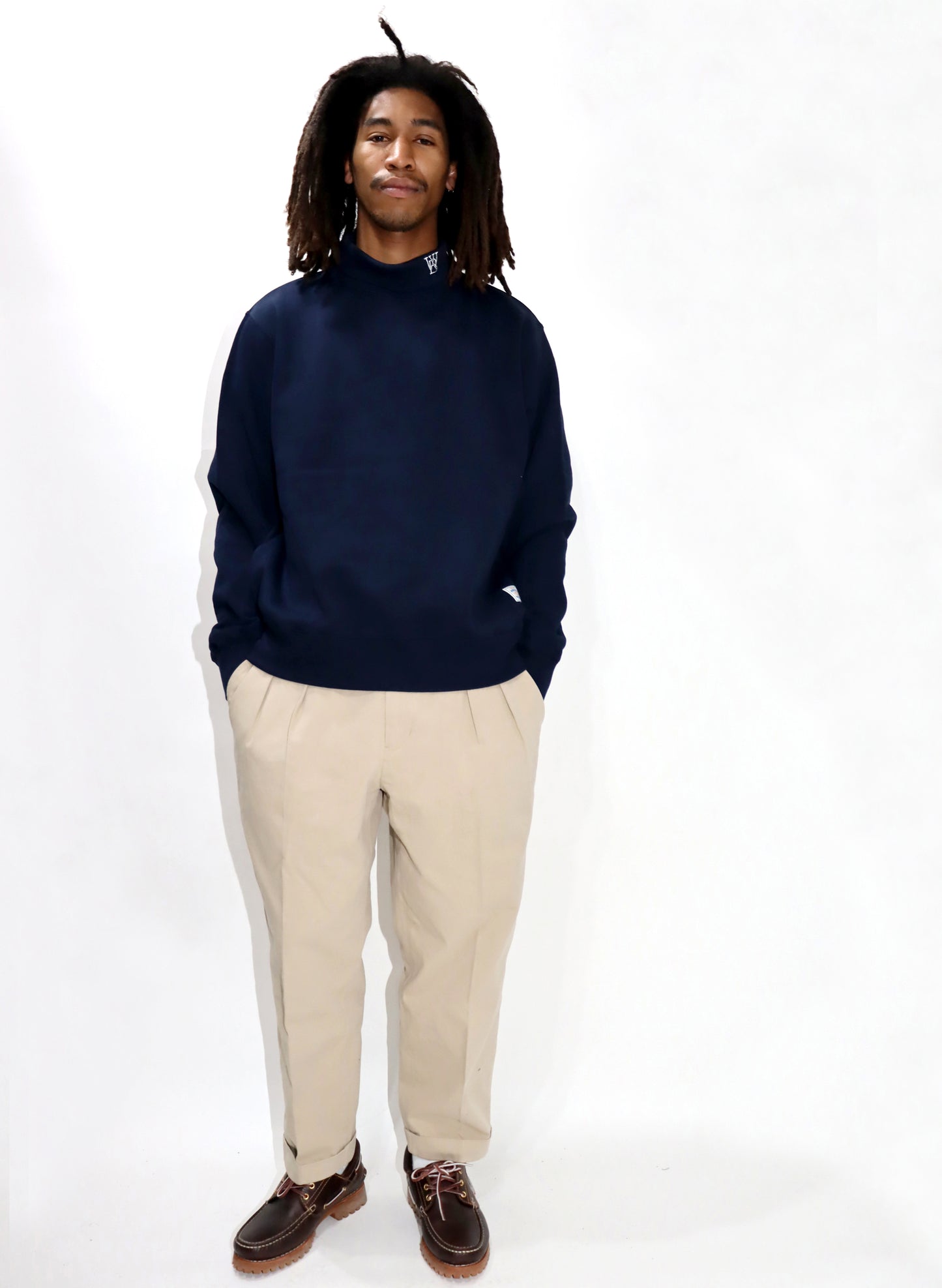 WOODBLOCK SWEAT TURTLE NECK NAVY (WB-25SS-003)