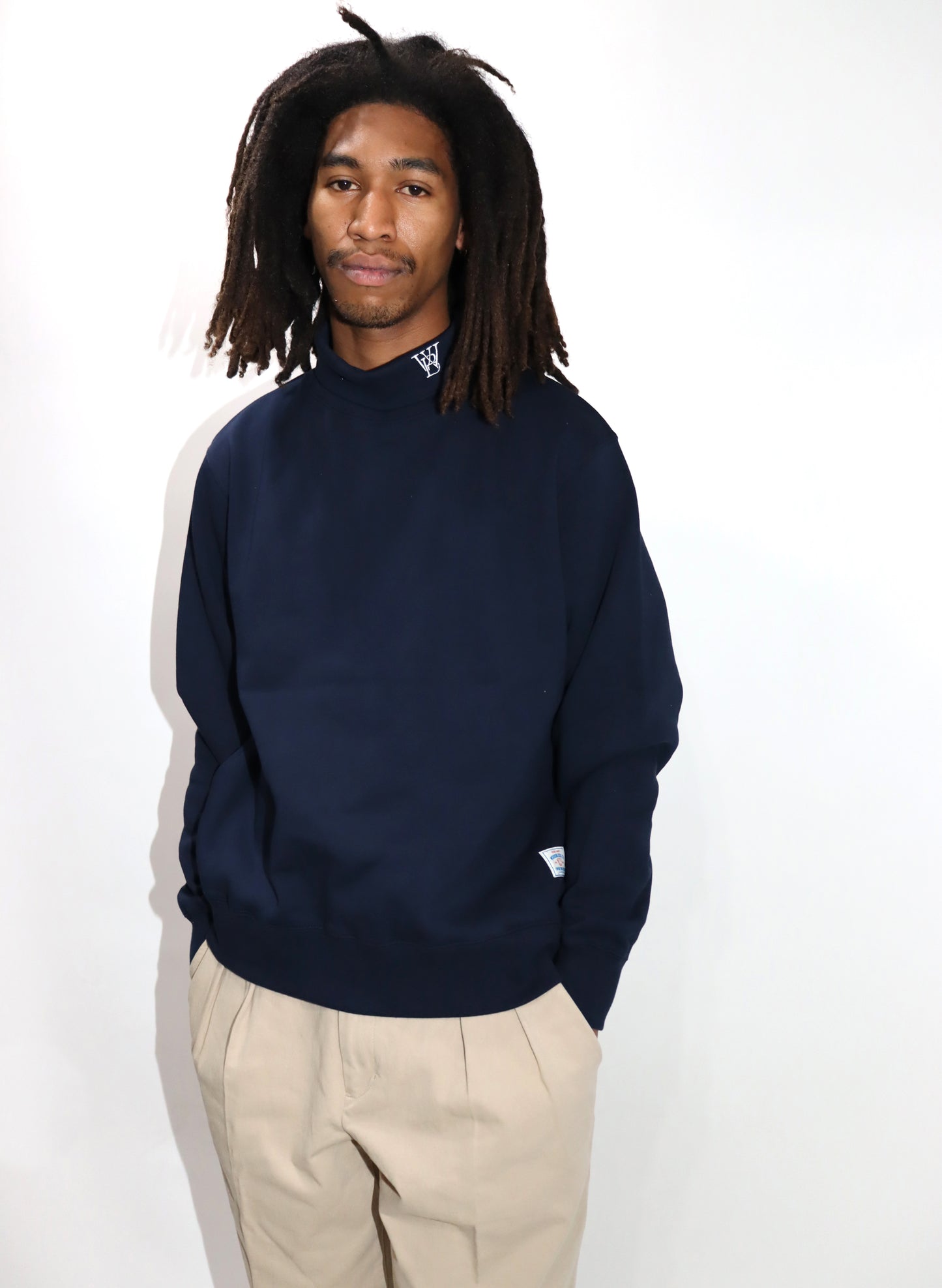 WOODBLOCK SWEAT TURTLE NECK NAVY (WB-25SS-003)