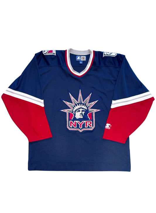 (SUP-794) STARTER NHL NEW YORK RANGERS MESH HOCKEY SHIRT "Lady Liberty" - L