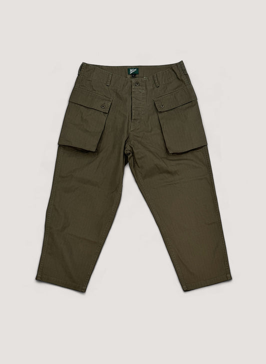 WOODBLOCK W-44 HERRINGBONE CARGO PANTS OLIVE (WB-25SS-009)