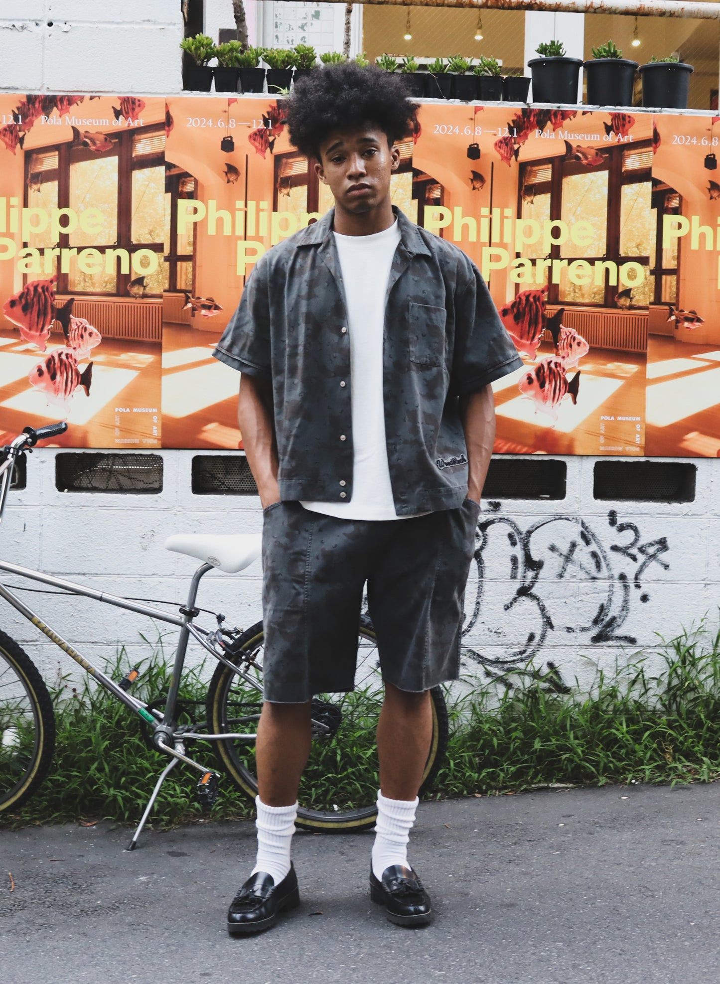 (WB-24SS-065) WOODBLOCK SS OPEN COLLAR SHIRT PIGMENT DYED