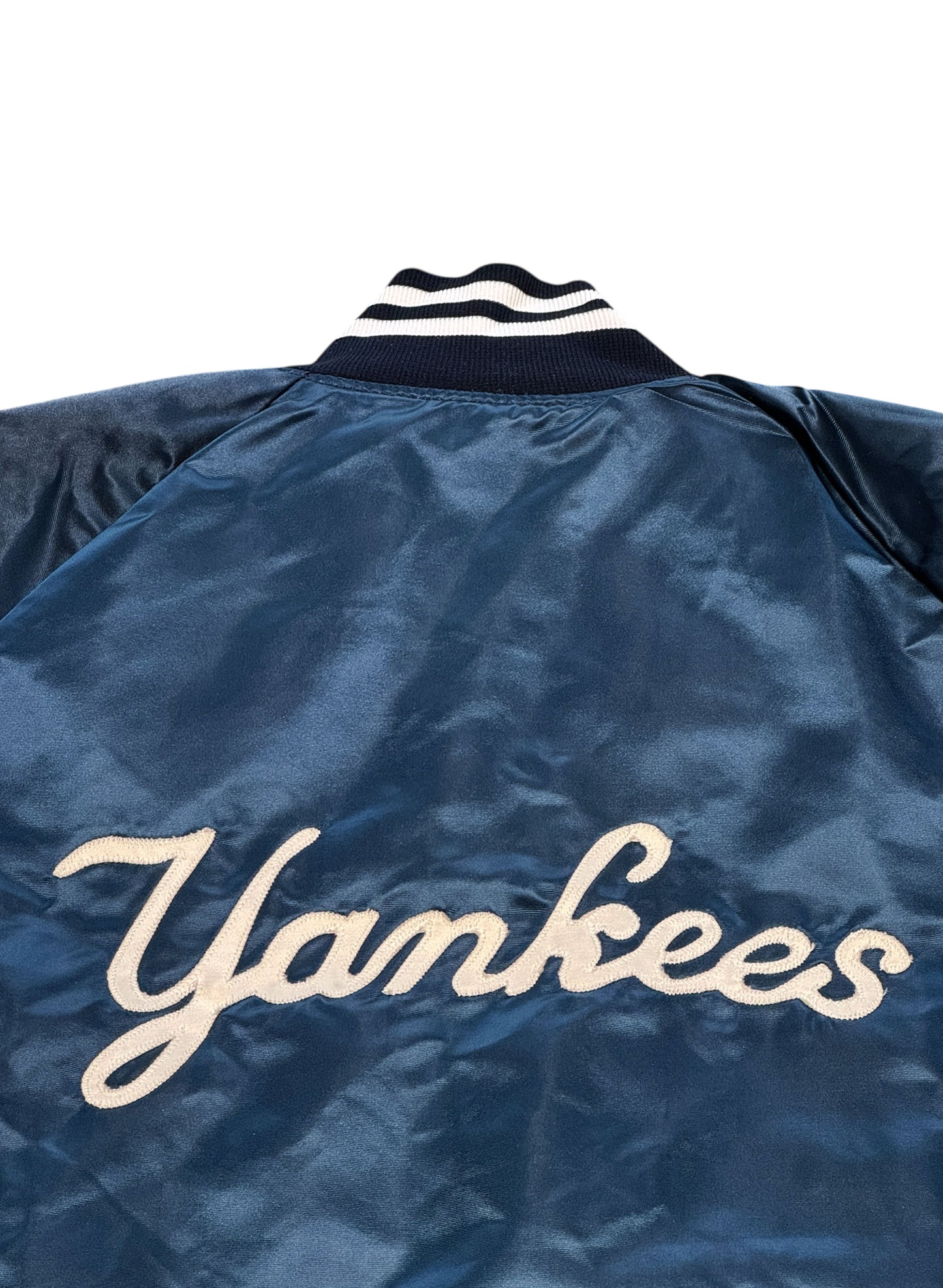 (SUP-555) PYRAMID NEW YORK YANKEES RAGLAN QUILTING NYLON STADIUM JACKET - M - MADE IN U.S.A.