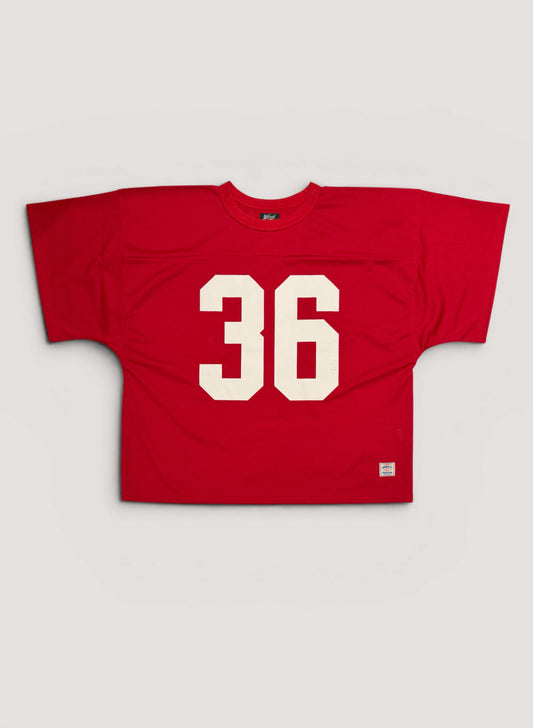 WOODBLOCK 36 S/S CREW NECK MESH FOOTBALL SHIRT RED/WHITE (WB-26SS-020)