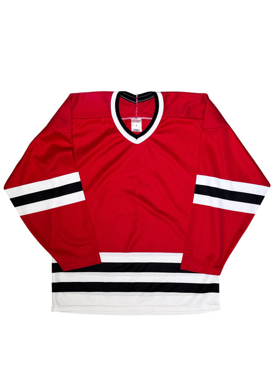 (SUP-852) 90s CCM HOCKEY JERSEY "BLACKHAWKS SOLID" - M - MADE IN CANADA