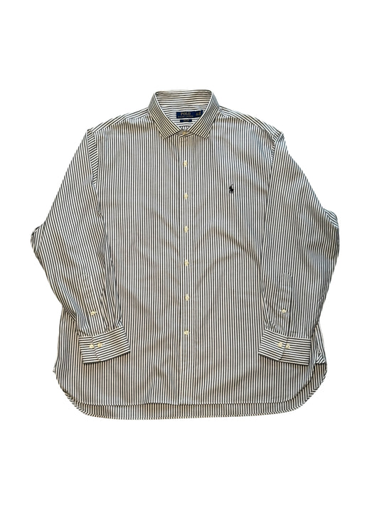 (SUP-438) Polo Ralph Lauren "BIG SIZE" STRIPE HERRINGBONE SHIRT - EASY CARE (XXL相当)