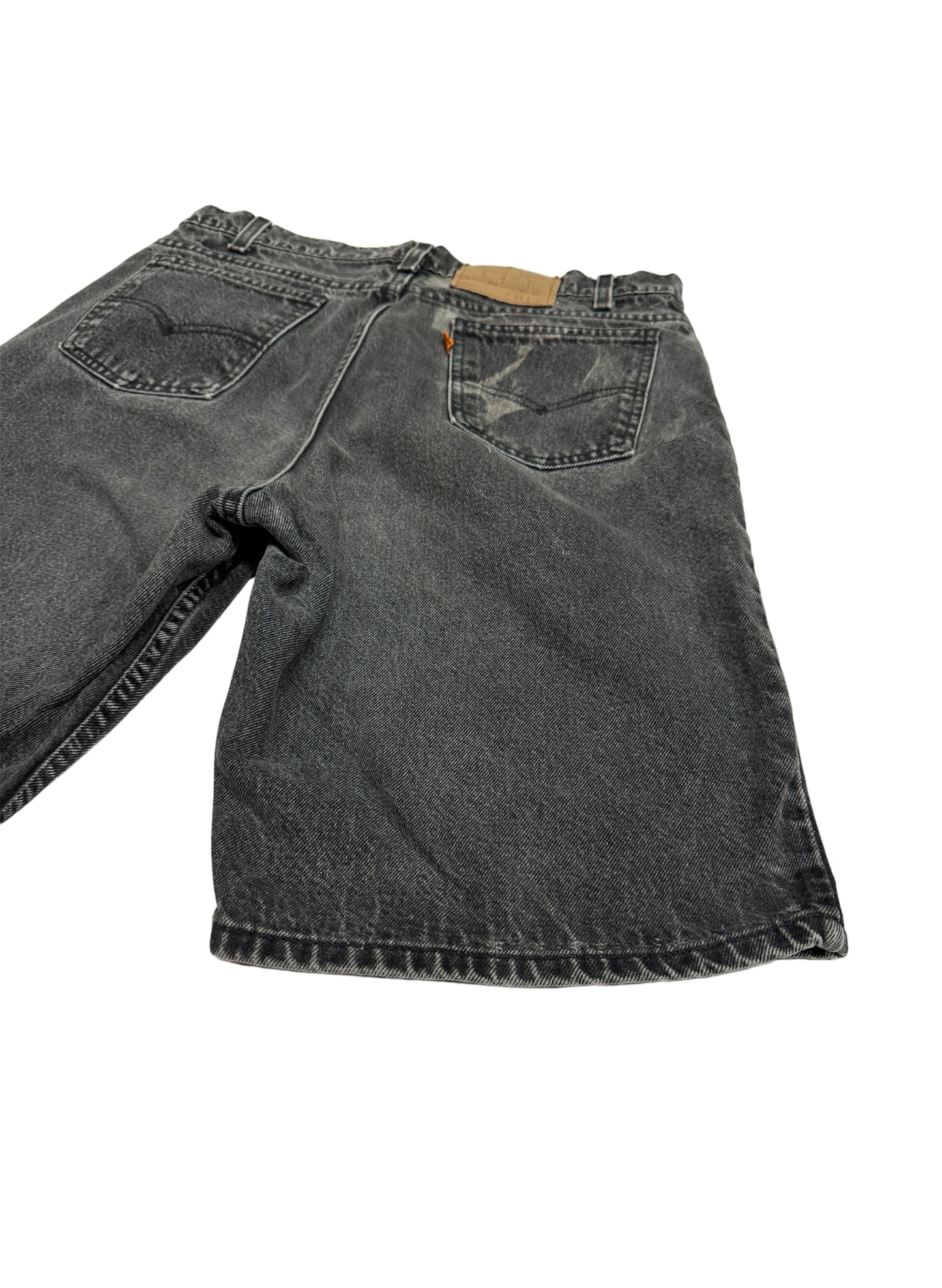 SUP-135 LEVI'S 550 BLACK DENIM SHORTS "ORANGE TAB" - MADE IN USA (W34)