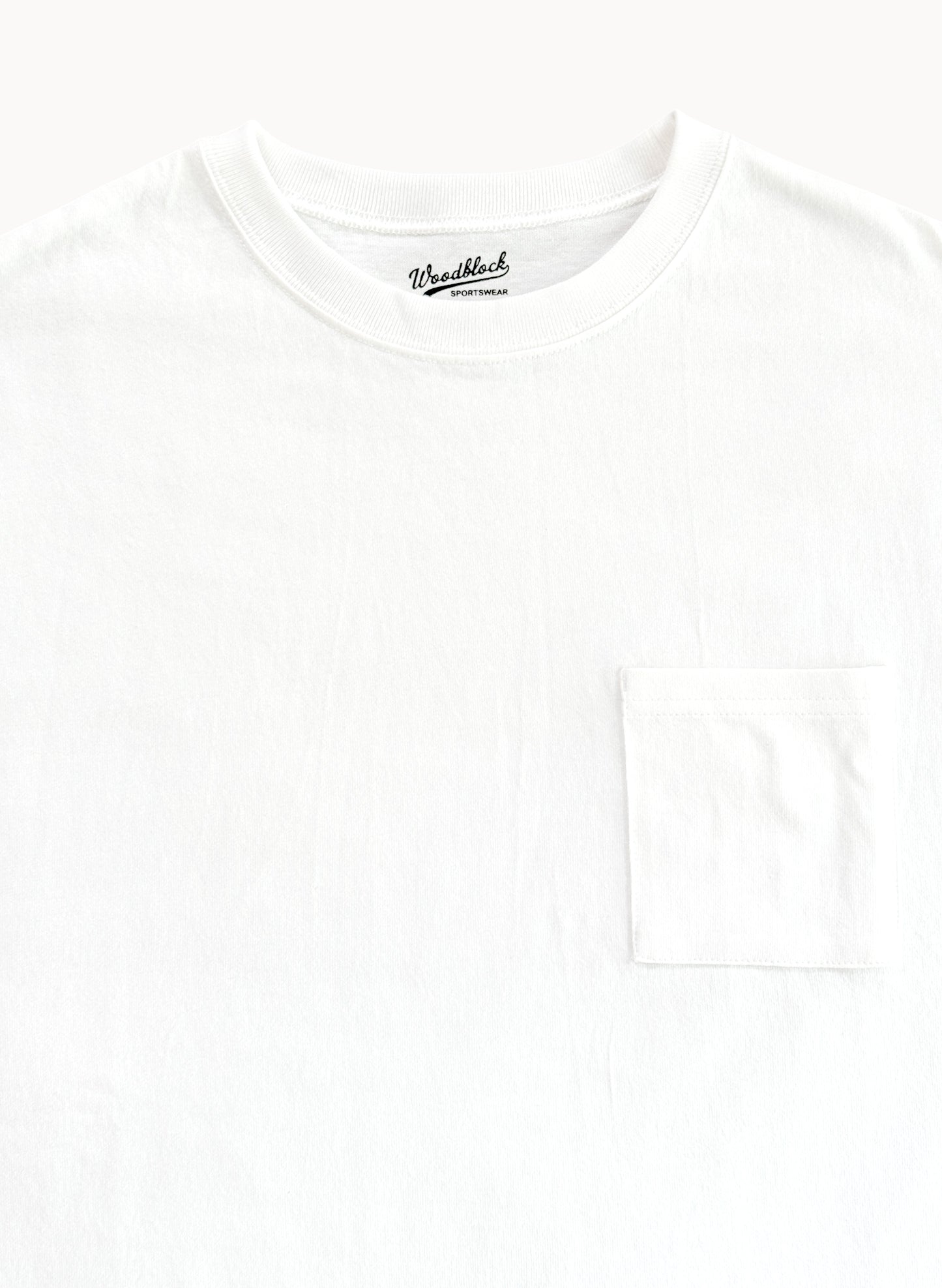 WOODBLOCK S/S WIDE TAPERED SILHOUETTE POCKET T-SHIRT WHITE (WB-25SS-014)