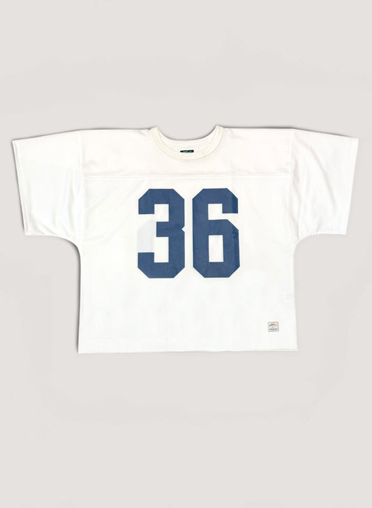 WOODBLOCK 36 S/S CREW NECK MESH FOOTBALL SHIRT WHITE/NAVY (WB-26SS-020)