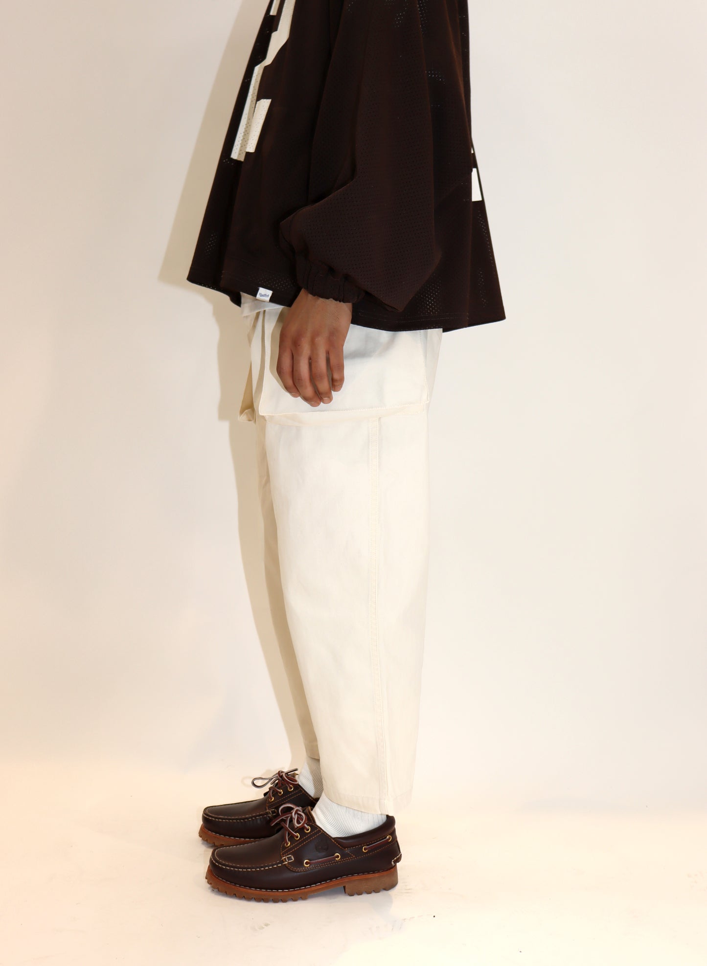 WOODBLOCK W-44 HERRINGBONE CARGO PANTS NATURAL (WB-25SS-009)